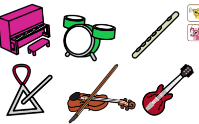What do you hear? Let’s learn musical instruments!　何が聞こえるかな？楽器の名前を覚えましょう！