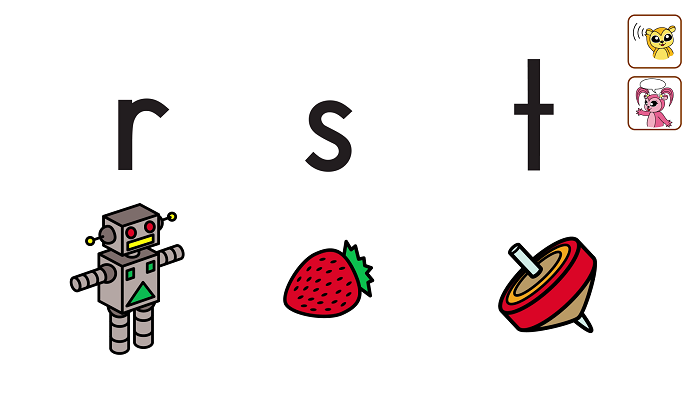 Do robots like strawberries and tops? Let’s learn the sounds r, s and t! ロボットはイチゴとコマが好き？ｒ、ｓ、ｔの音を覚えましょう！