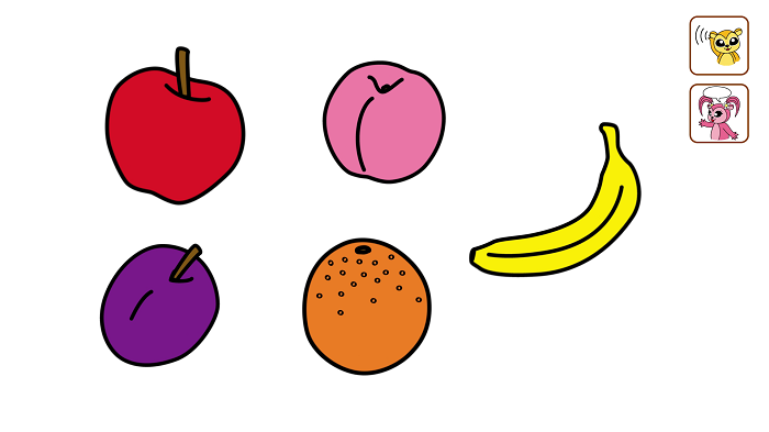 What fruit did you draw? It’s an apple!　なんのフルーツを描いたかな？リンゴだ！