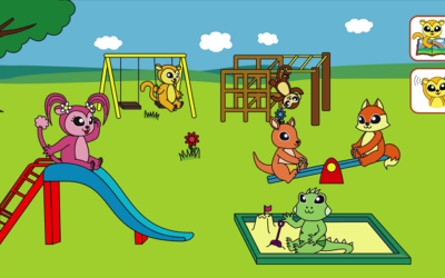 Let’s play on the slide! Let’s play on the swings! すべり台で遊びましょう！ブランコで遊びましょう！