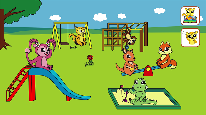 Let’s play on the slide! Let’s play on the swings! すべり台で遊びましょう！ブランコで遊びましょう！